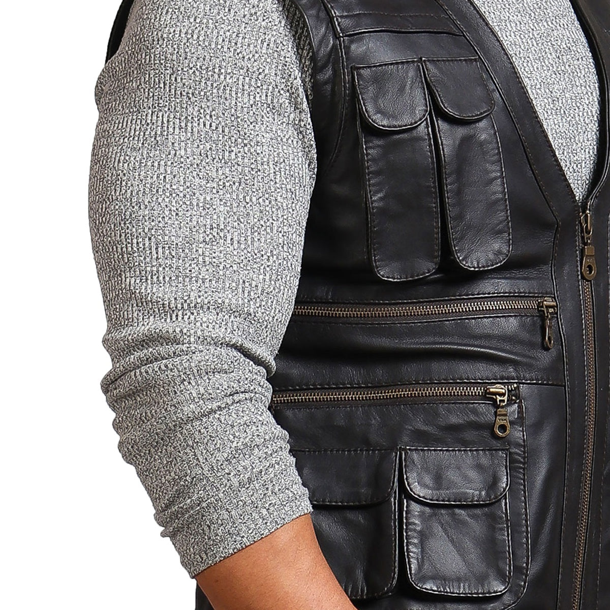 Leather vest 2024 with pockets