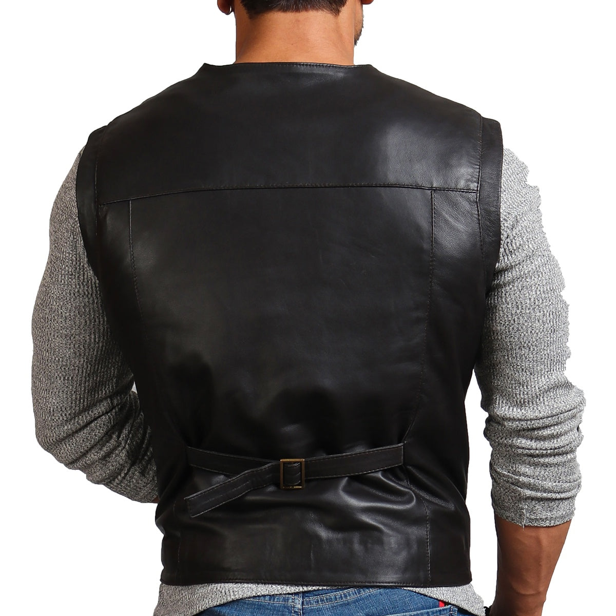 Black Motorcycle Leather Vest 