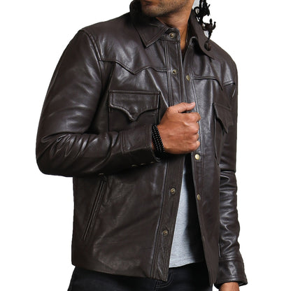 Dark Brown Biker Leather Jacket
