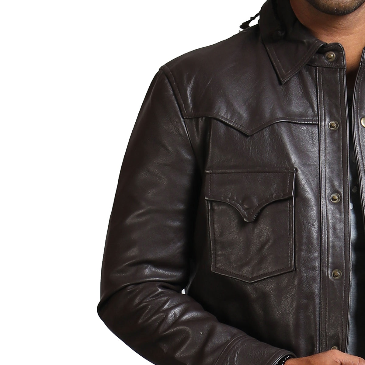  Trucker Dark Brown Vintage Leather Jacket