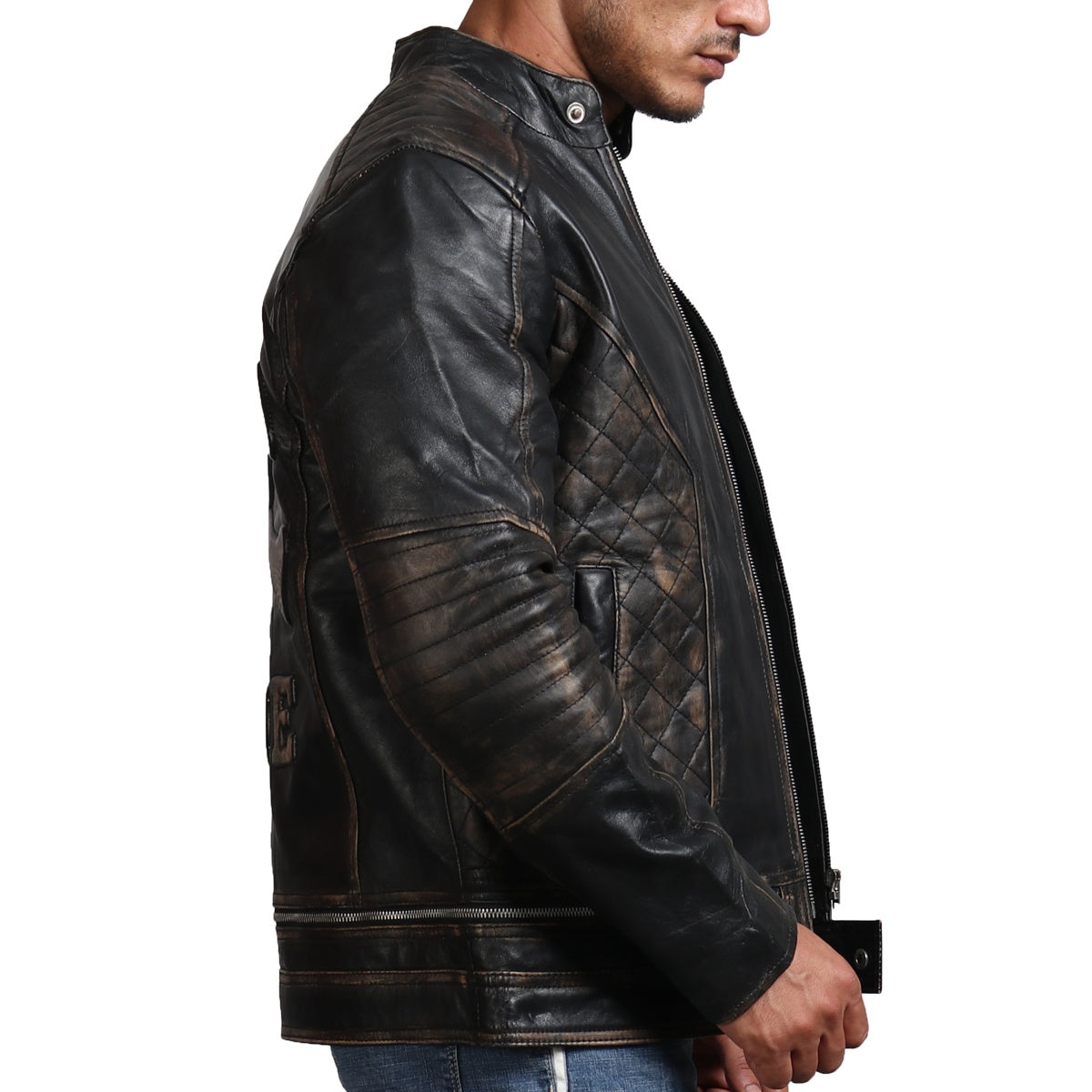 Black Skull Design Leather Jacket 