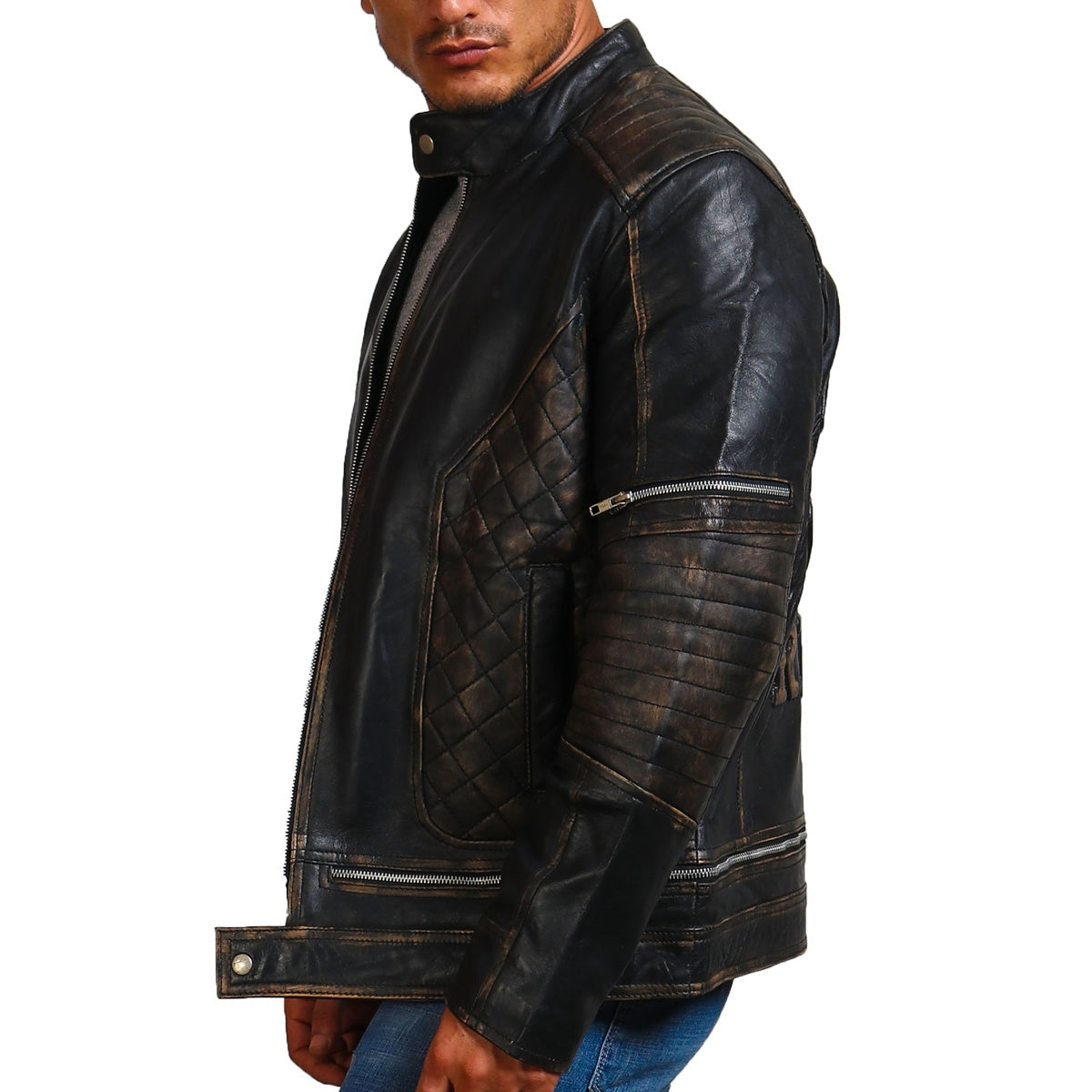 Black Skull  Motorcycle Leather Jacket 