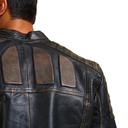 Men's Black Distressed Leather Jacket