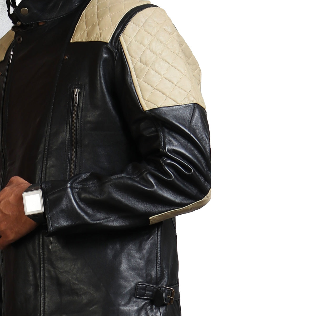 Motorcycle Black Leather Quilted Jacket