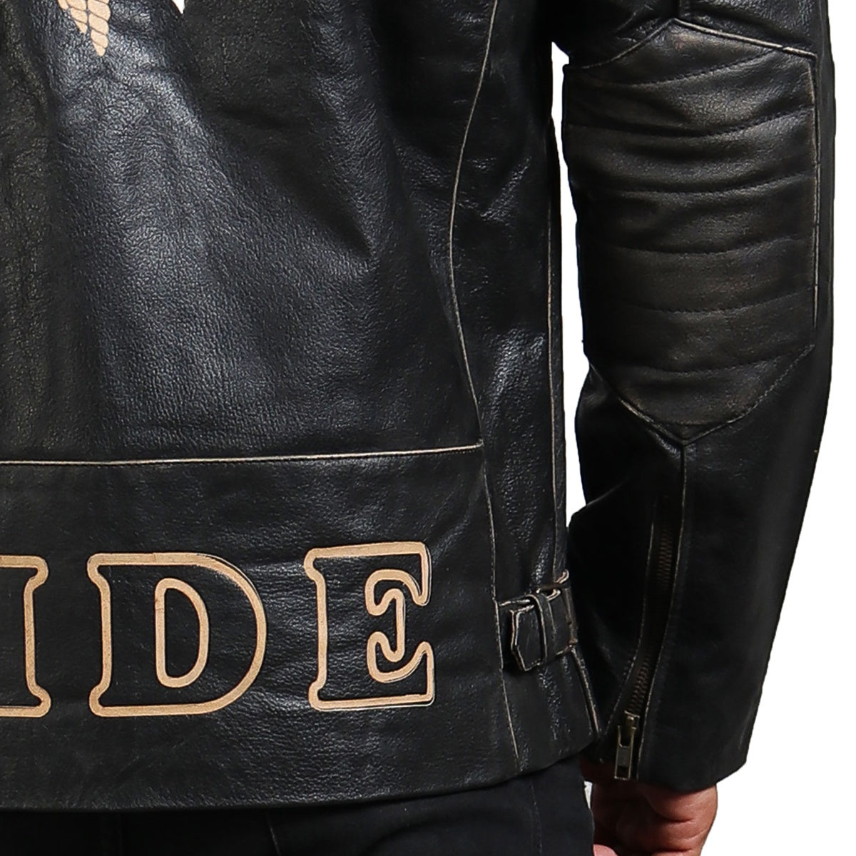 Black Motorcycle Leather Jacket With Indian Skull