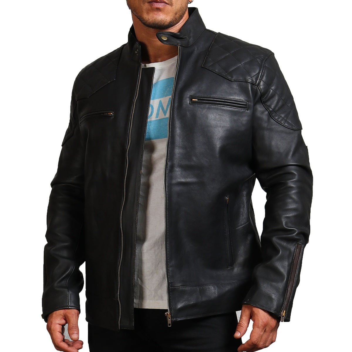 Men's Black Real Leather Motorcycle Jacket