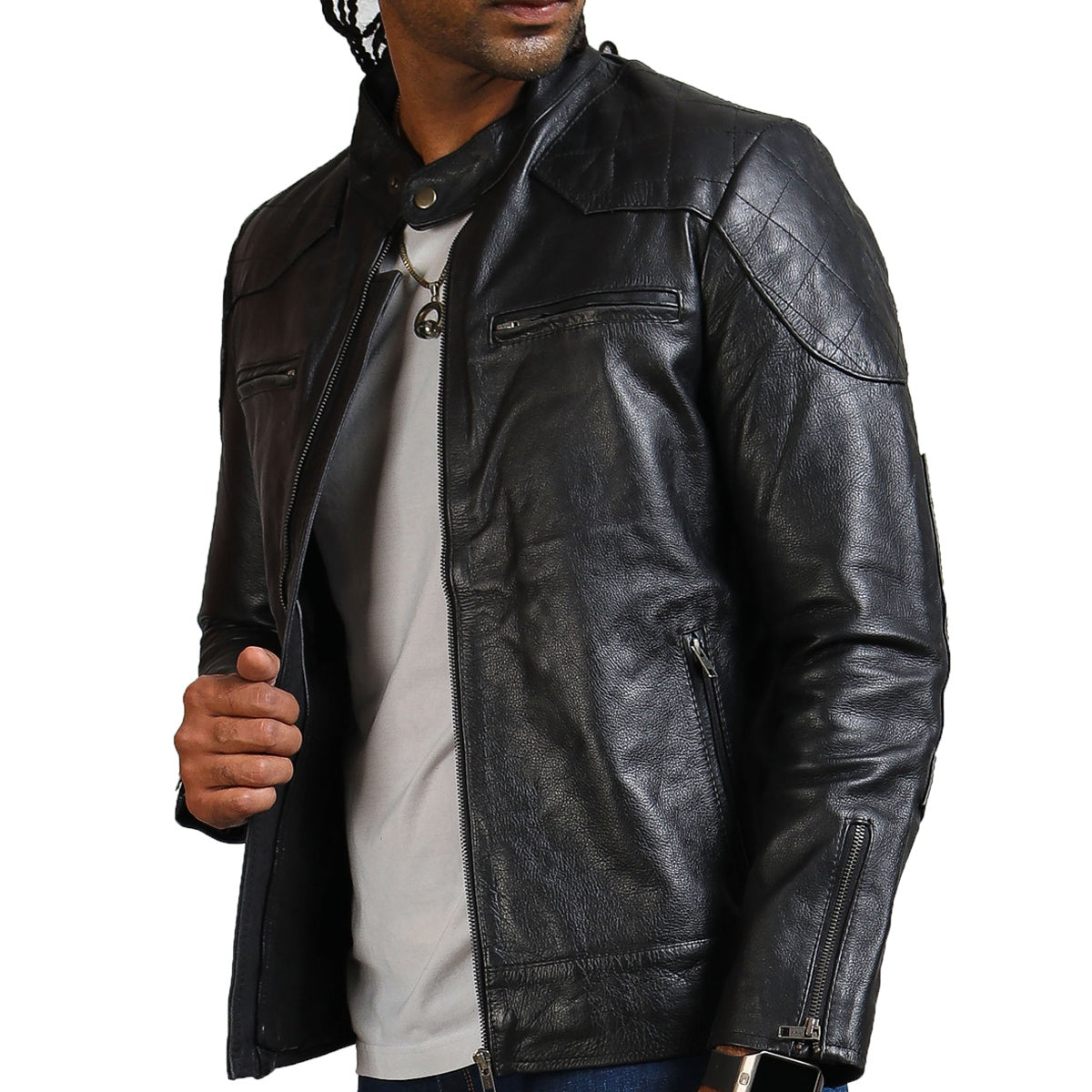 David Beckham Black Motorcycle Leather Jacket