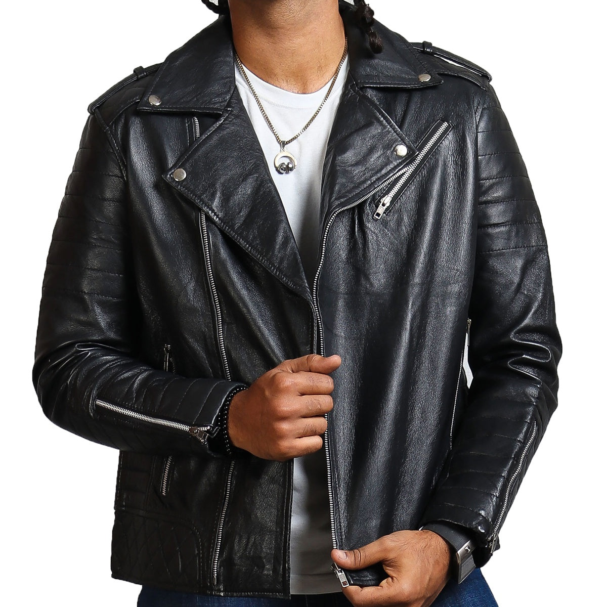 Men's Black Biker Leather Jacket 