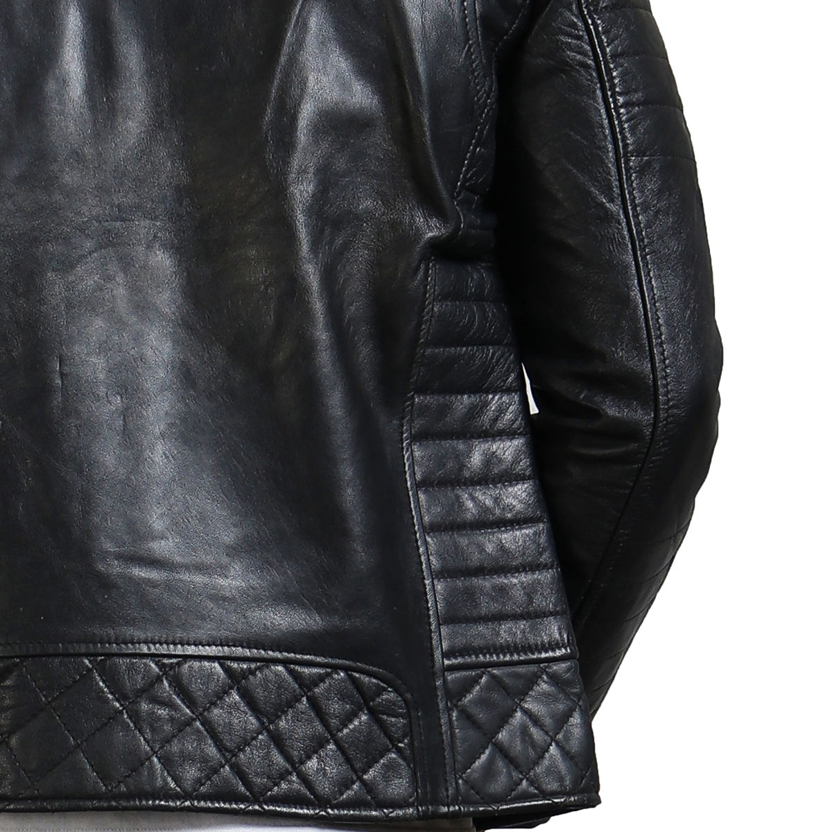 Quilted and padded Leather Biker Jacket 