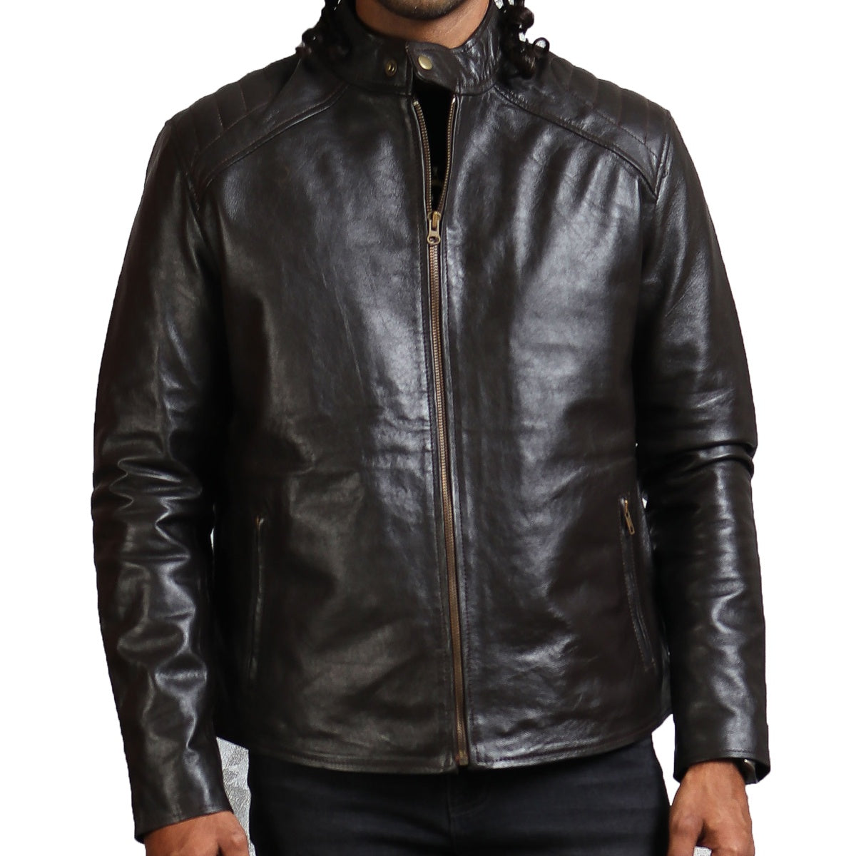 Dark Brown Biker Leather Jacket