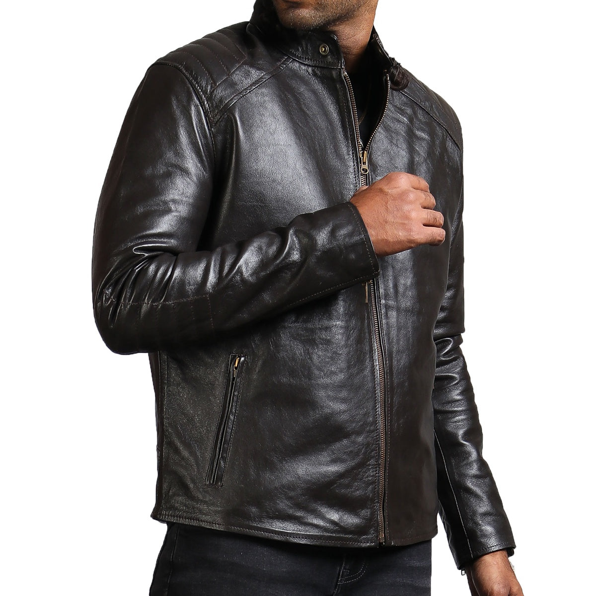 Motorcycle Dark Brown Leather Jacket