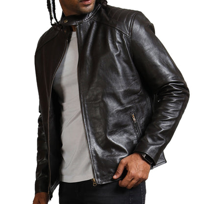 Genuine Leather Dark Brown Biker Jacket