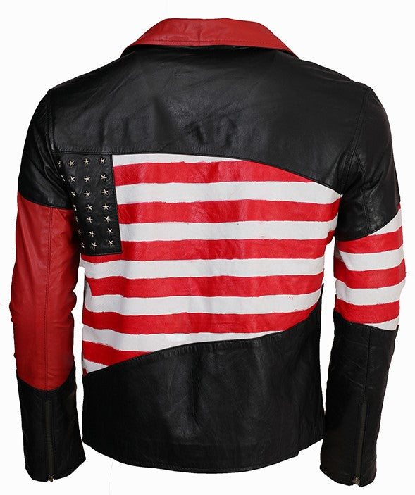 American Flag Leather Jacket USA