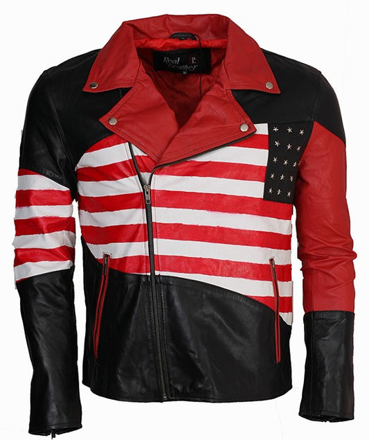 American Flag Leather Jacket Stars and Stripes