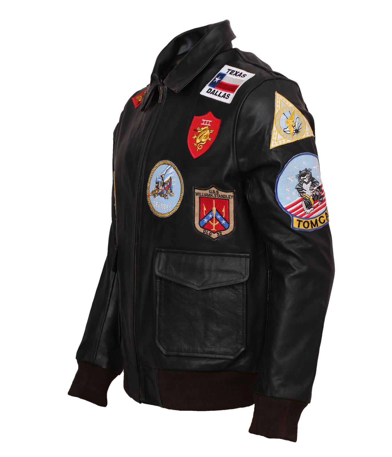 What patches were on tom cruises' top gun jacket?