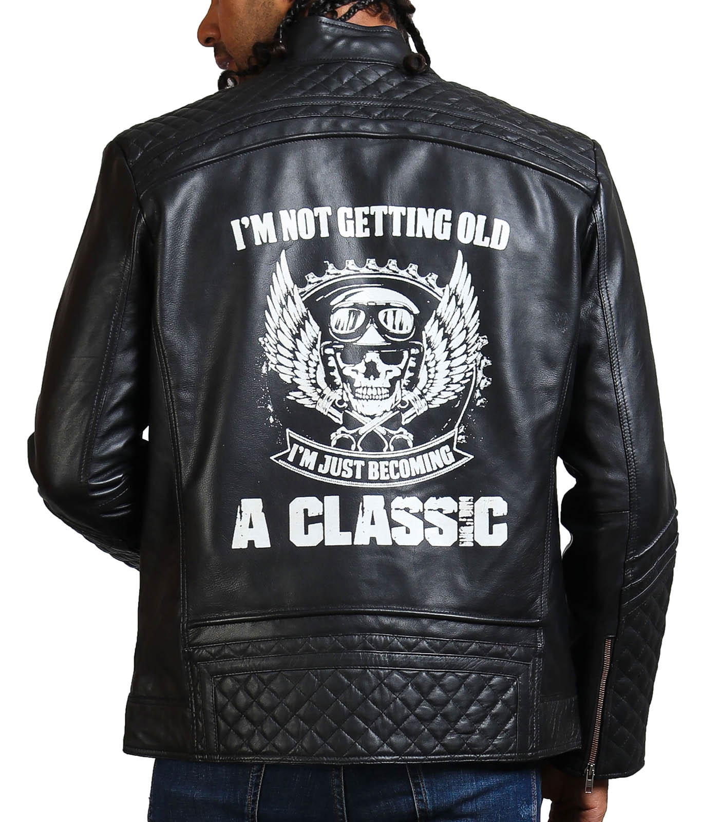 Skull Leather Jacket Men Biker Style