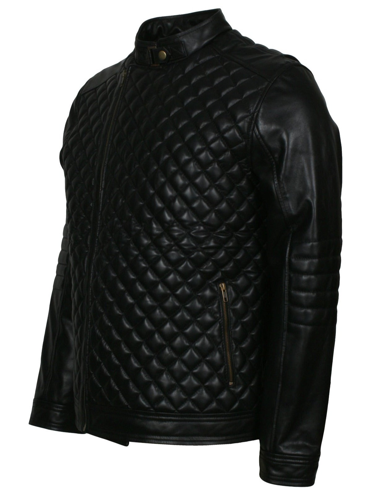 Diamond Quilted Leather Jacket Mens
