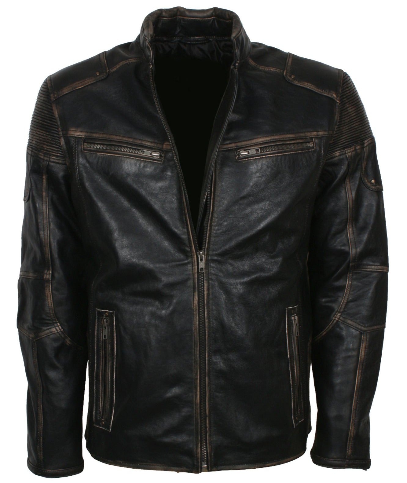 Distressed Leather Jacket Bikers In Leather