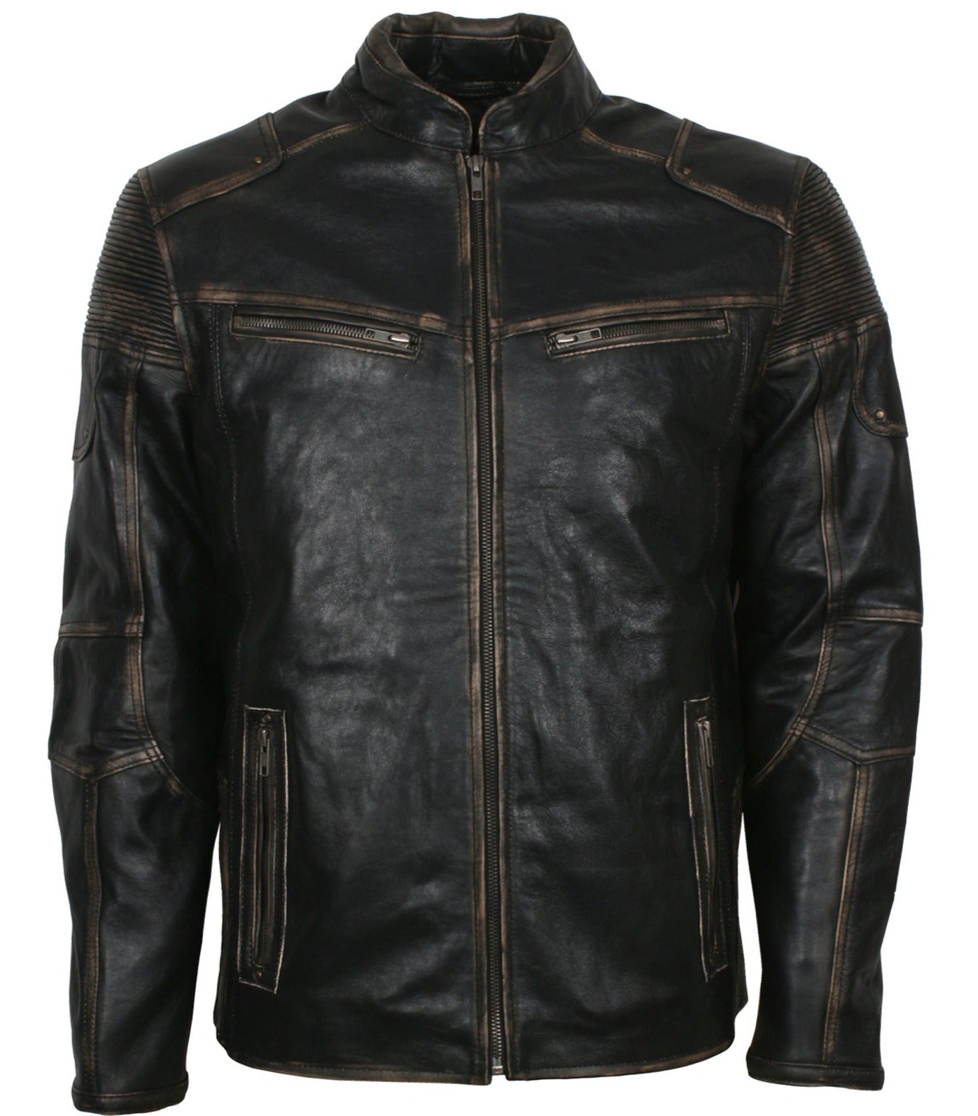 Distressed Leather Jacket Mens Biker