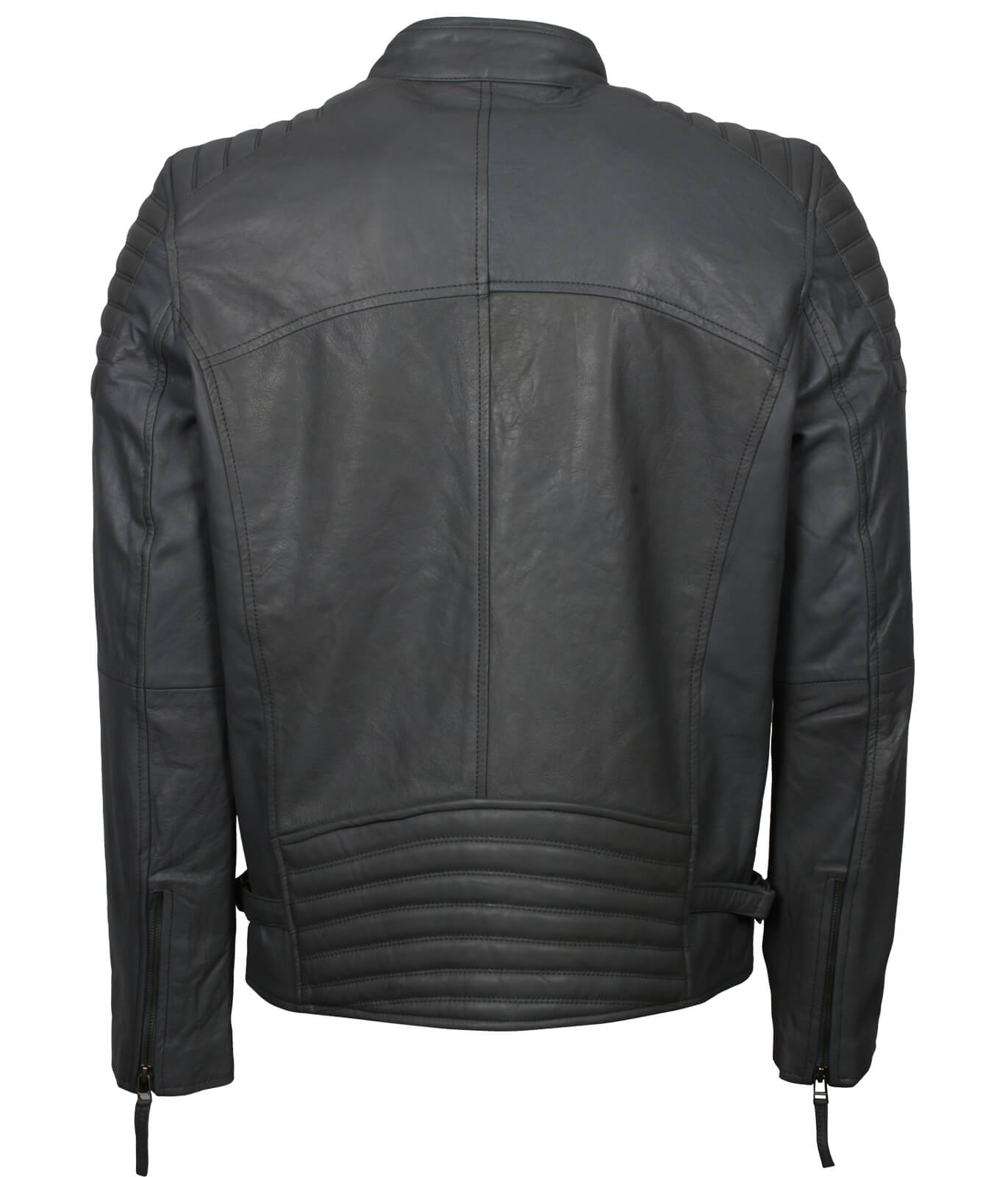 Grey Cafe Racer Leather Jacket