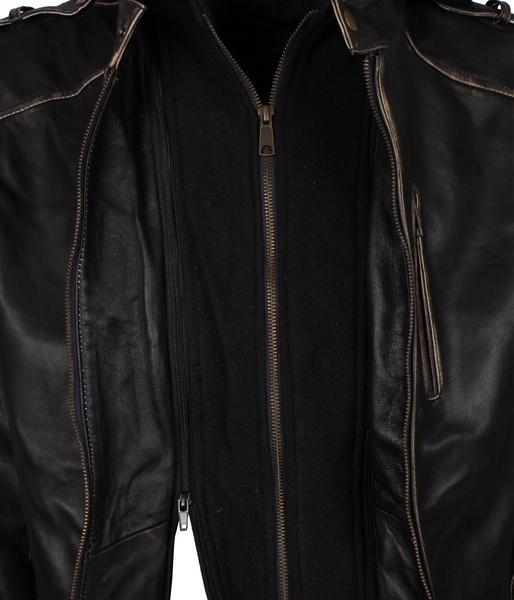 Black Hooded Scarecrow Leather Jacket