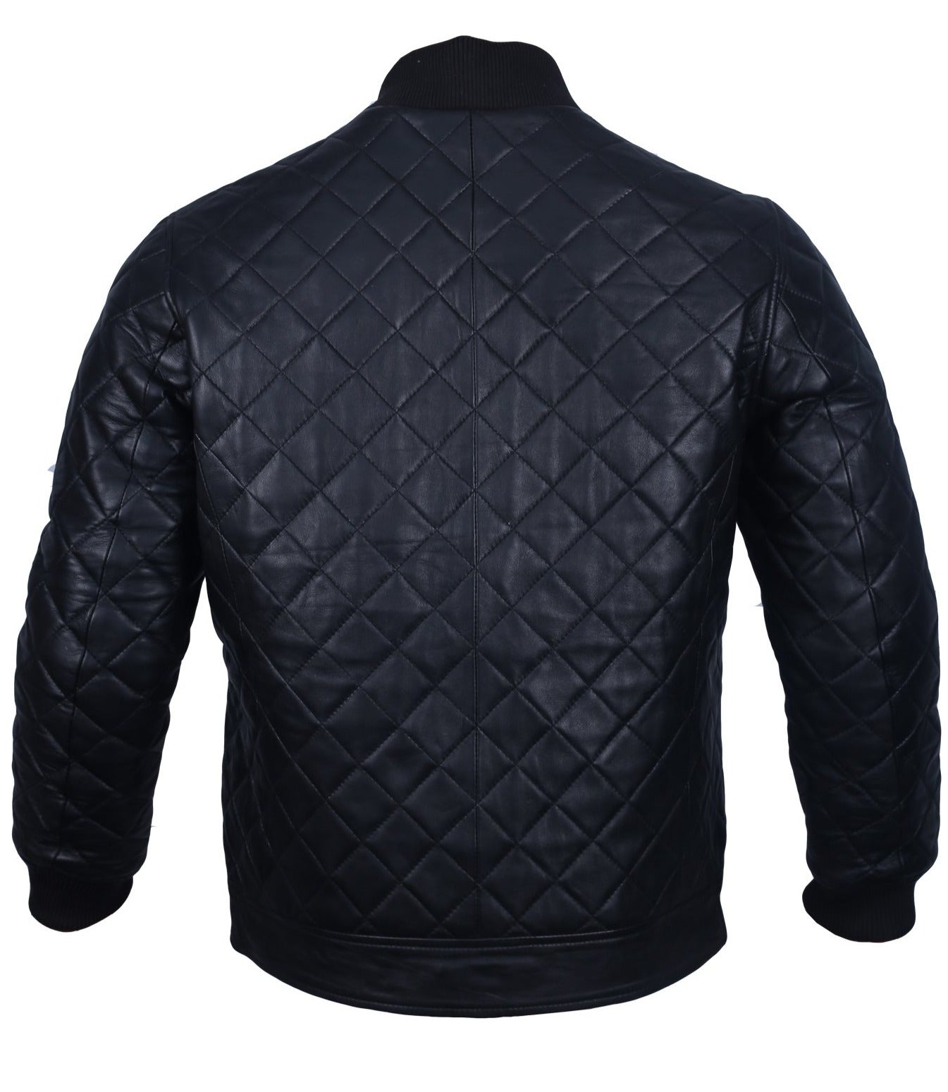 Men's Leather Bomber Jacket Diamond Quilted in Black – AlexGear