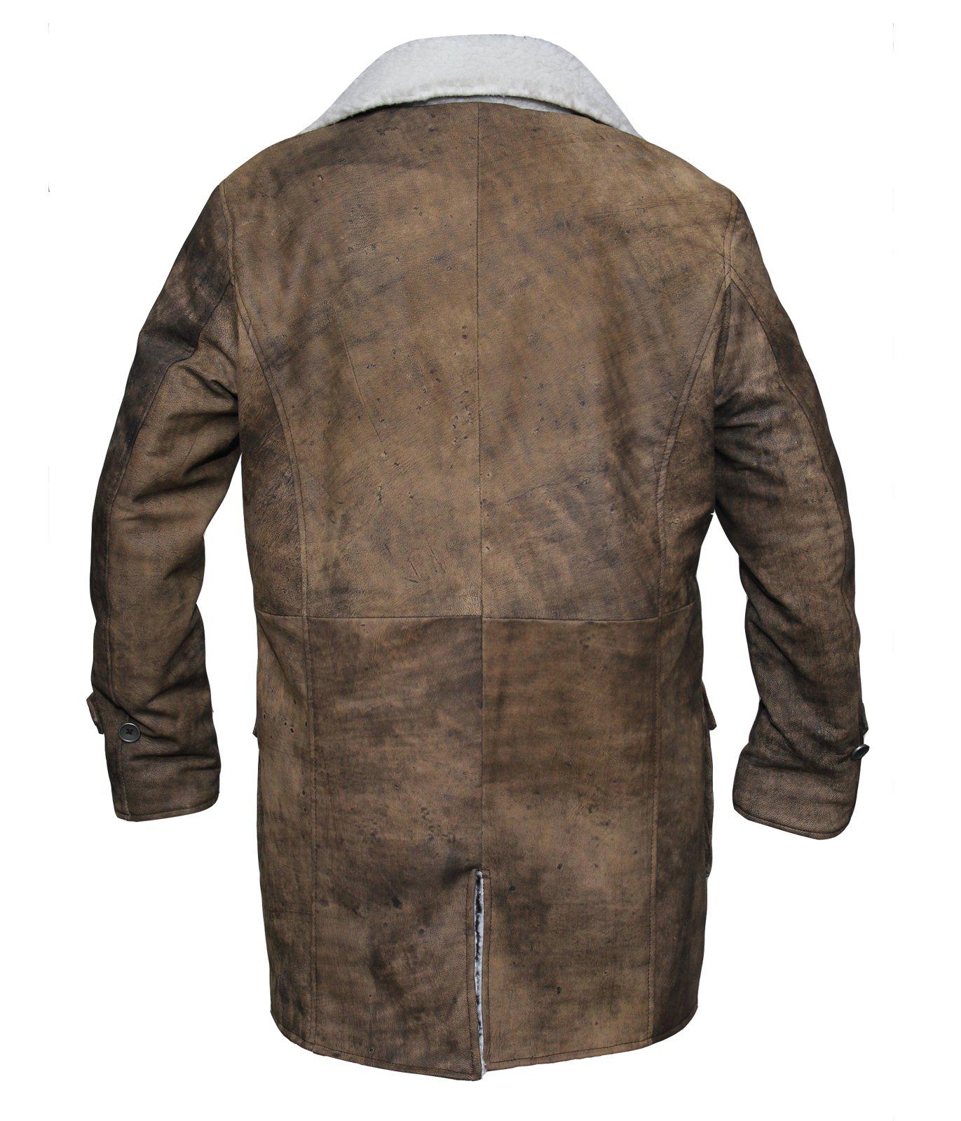 Men's The Dark Knight Rises Tom Hardy Bane Distressed Leather Coat Back