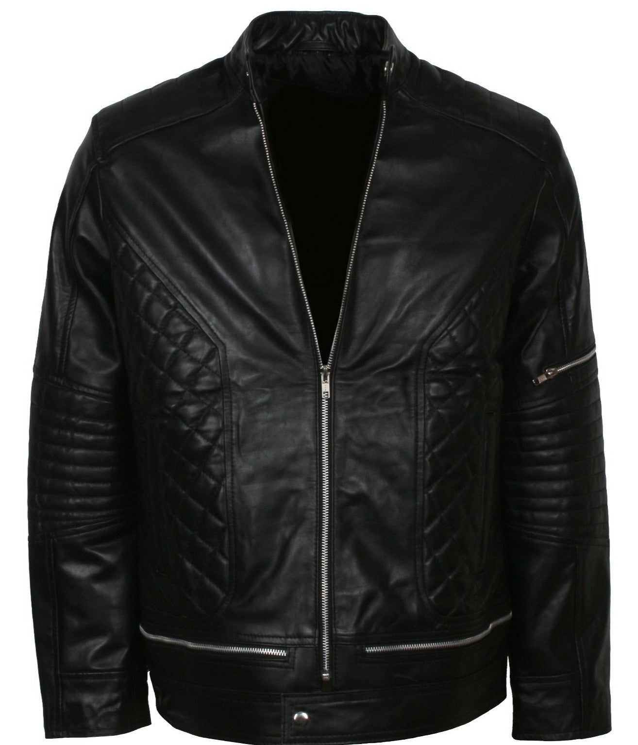 Padded Leather Jacket Mens Biker