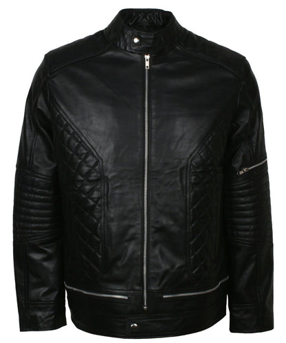 Padded Leather Motorcycle Jacket Mens