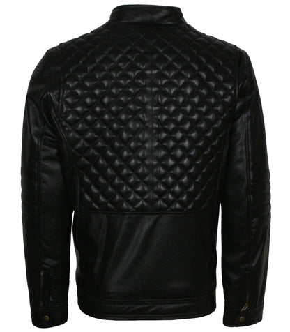 Quilted Real Leather Jacket Mens