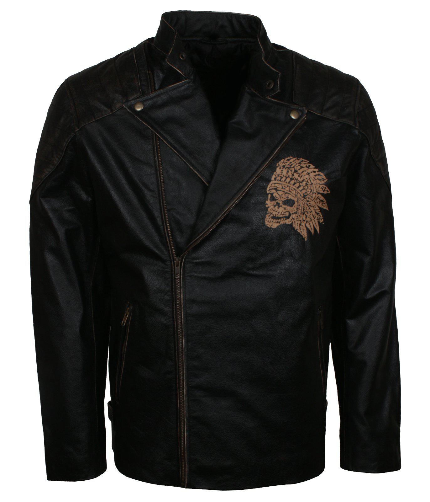 Indian Skull Motorcycle Jacket for Bikers in Leather