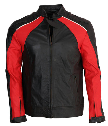 Black and Red Motorcycle Leather Jacket