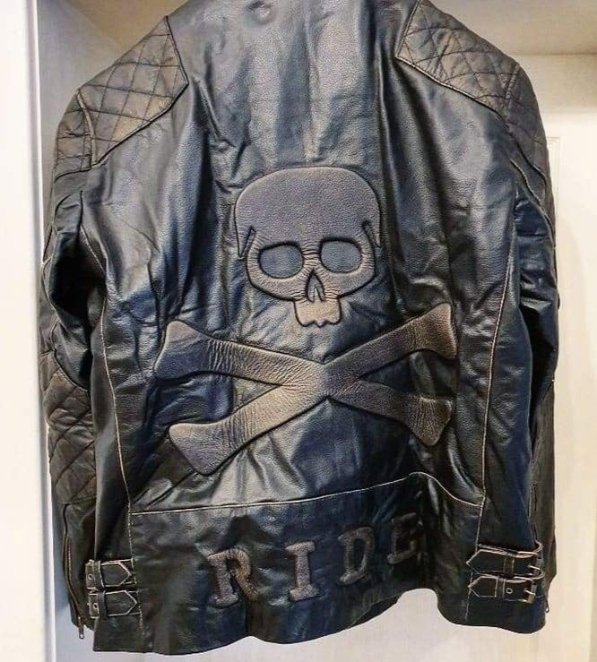 Mens skull shop leather jacket