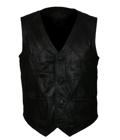 The Warriors Skull Black Leather Cosplay Vest