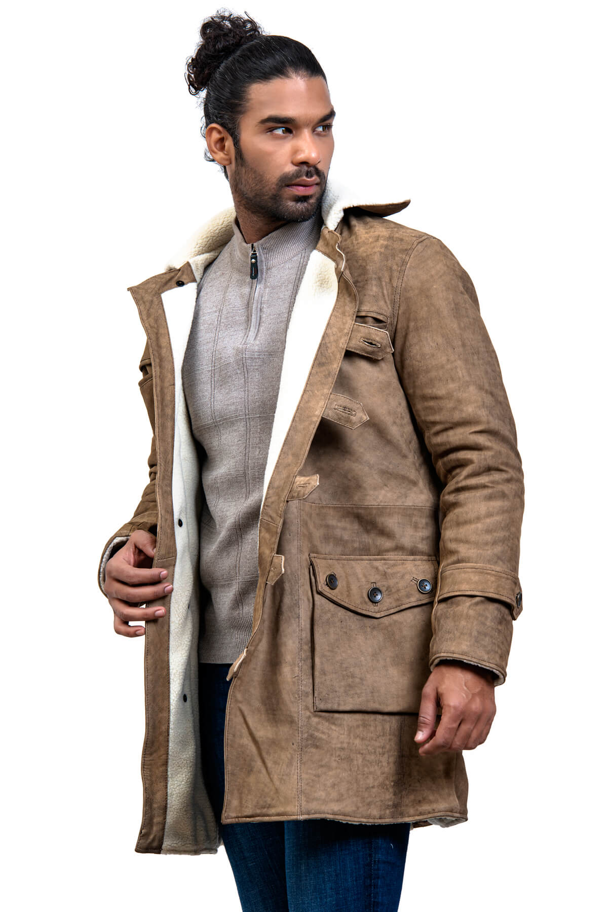 Mens swedish bomber sale shearling bane coat