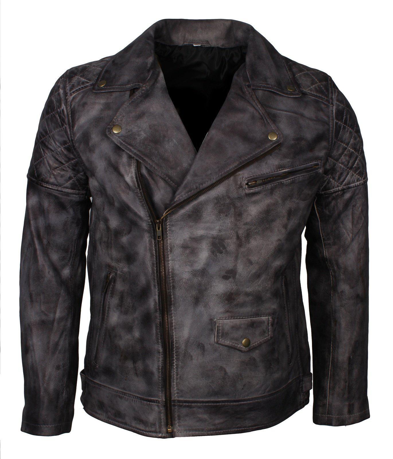 Dark Grey Motorcycle Motocross Leather Jacket