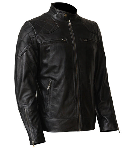 Black David Beckham Motorcycle Leather Jacket