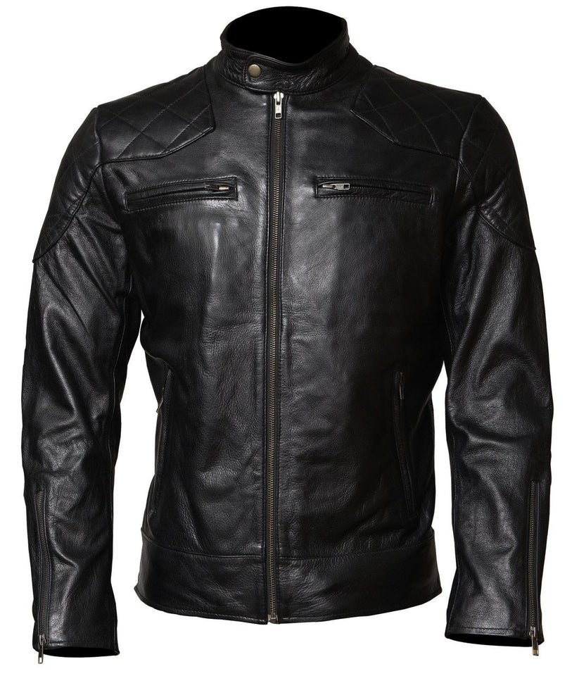 David Beckham Biker Jacket for Men in Black Genuine Leather – AlexGear