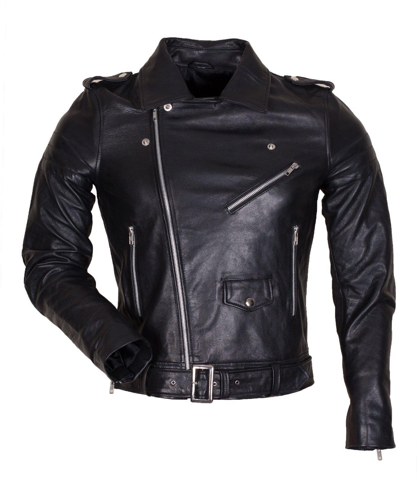 Marlon Brando Belted Jacket in Genuine Leather