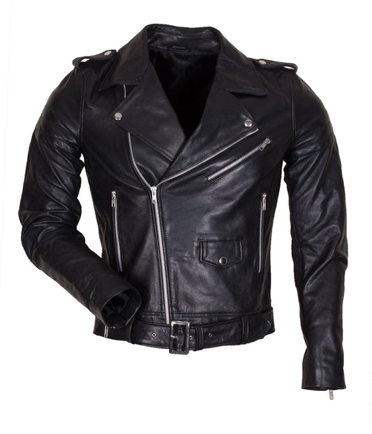 Black Marlon Brando Leather Jacket