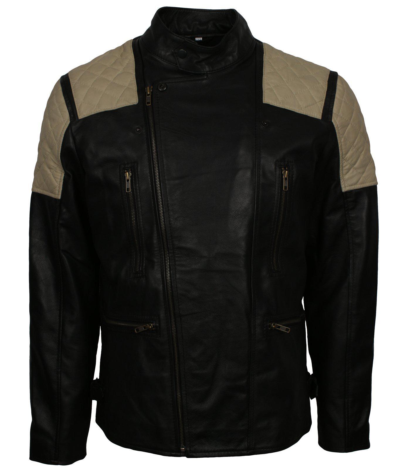 Vintage Leather Biker Quilted Jacket 