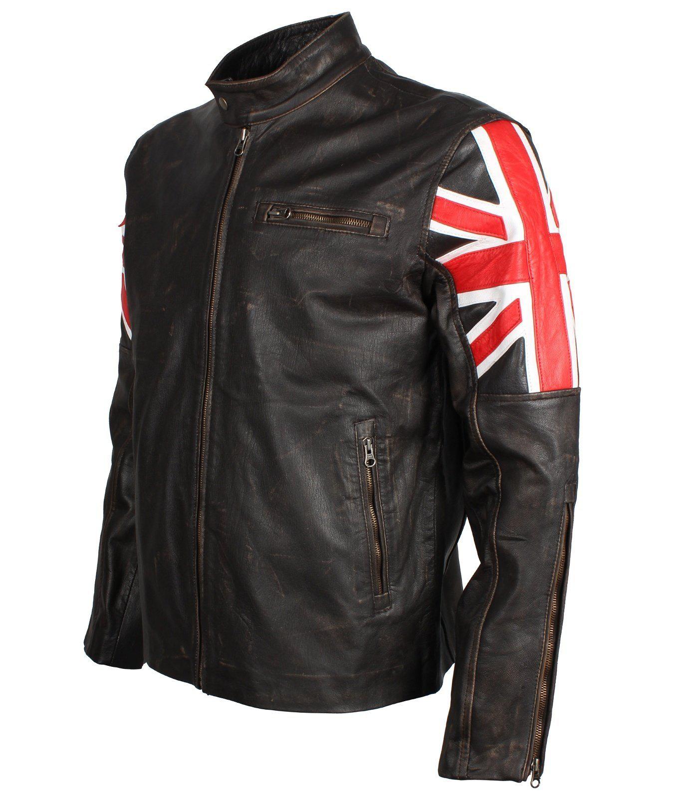 Men's Union Jack Jacket in Distressed Leather