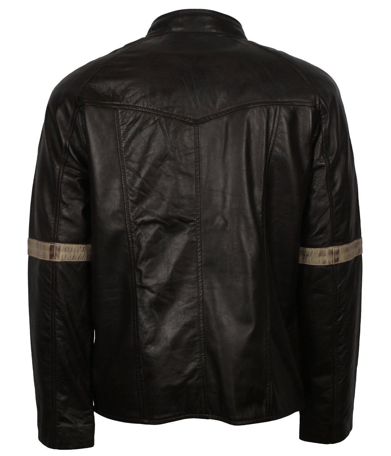 Black Leather Bikers Vintage Jacket for Men