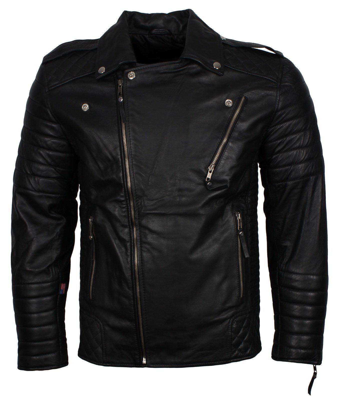 Padded Black Leather Jacket for Motorcycle Enthusiast
