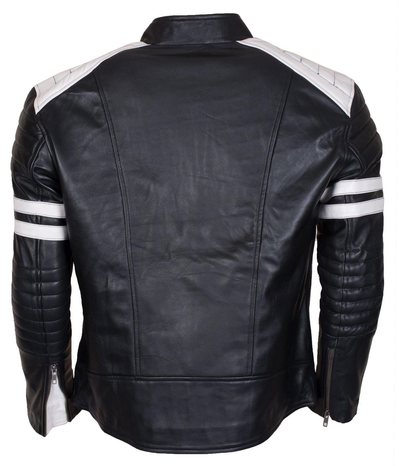Black Mens Motorcycle Padded 2020 Leather Jacket