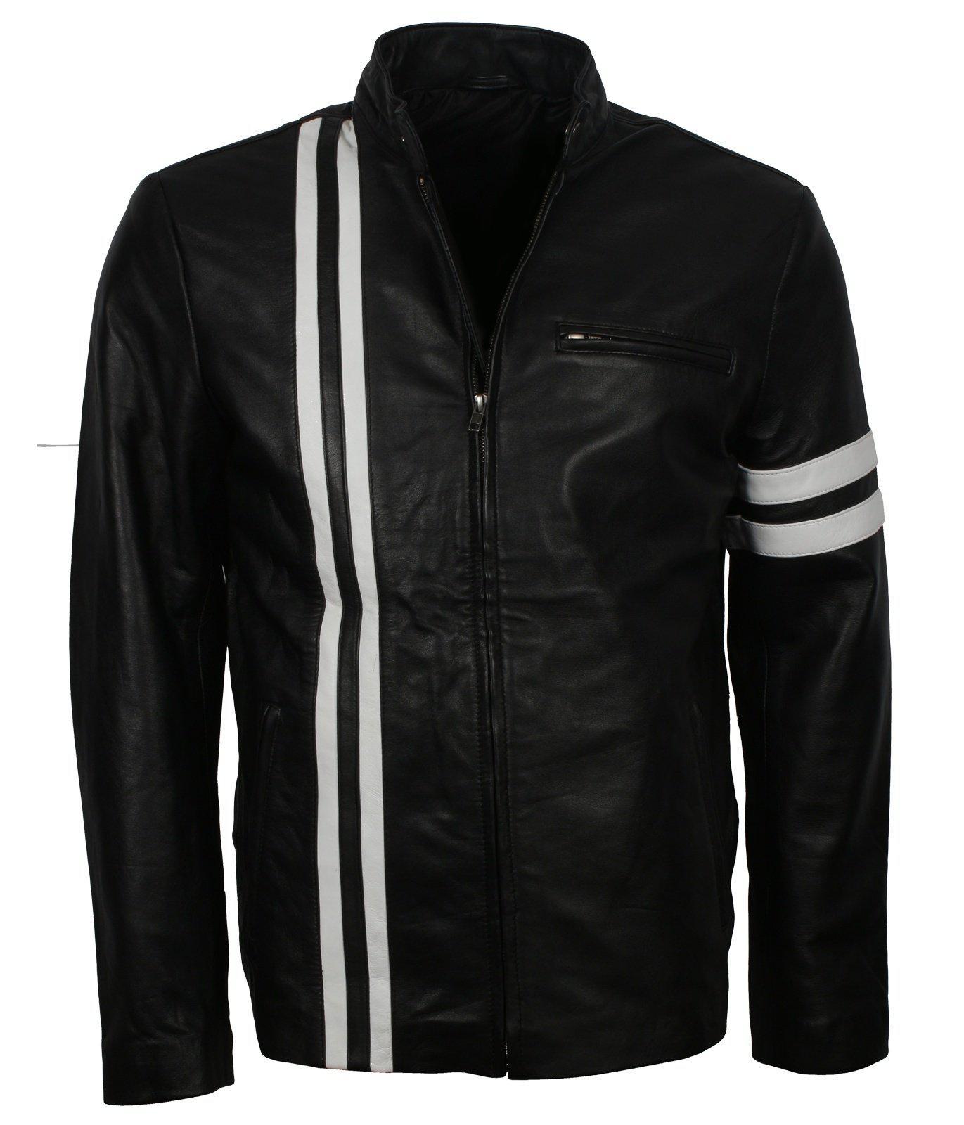 Men s Black Jacket with White Stripes