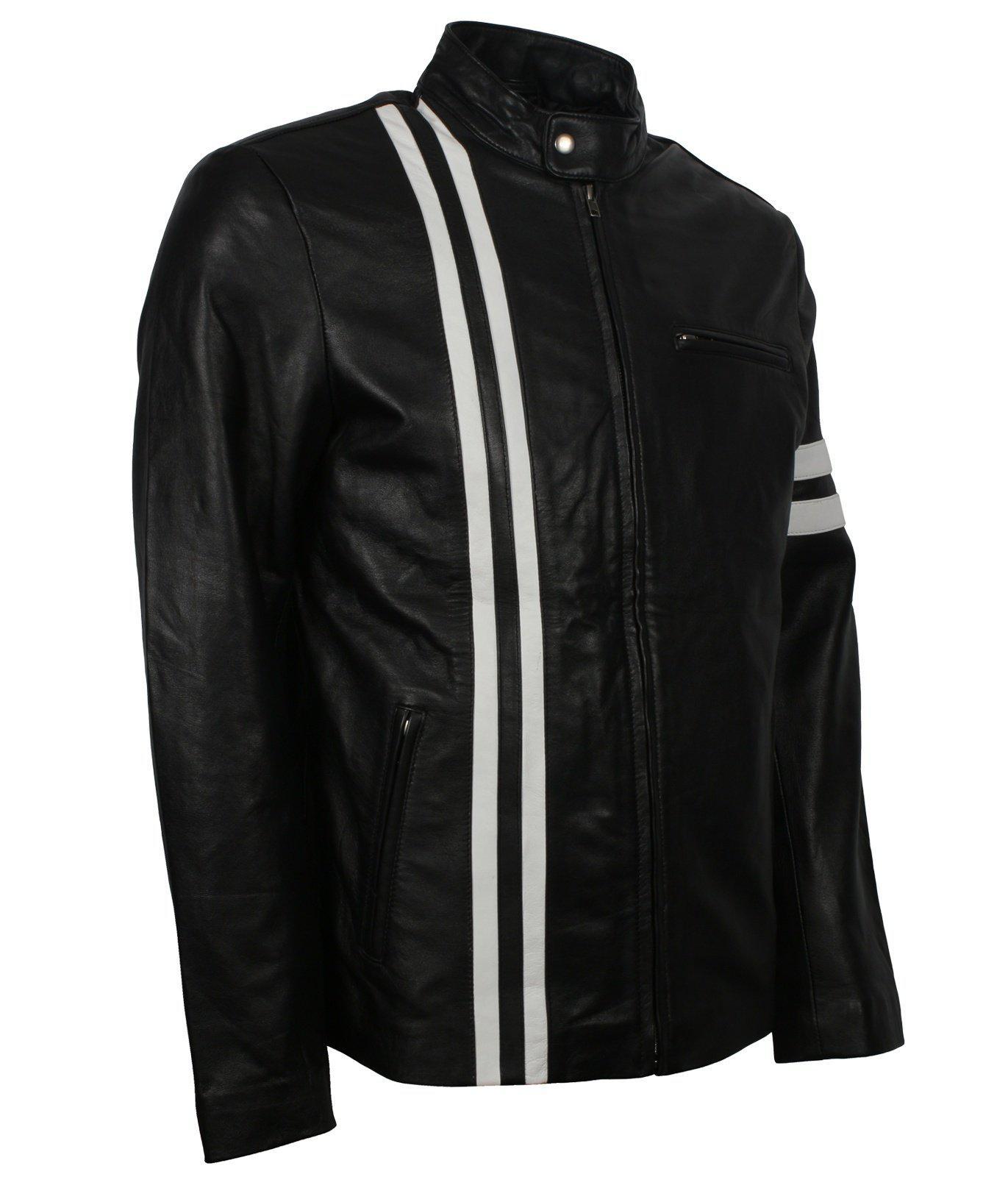 White jacket with black stripes sale