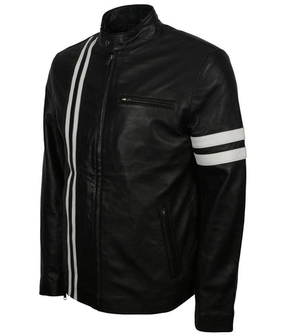 San Francisco Leather Jacket with White Strips