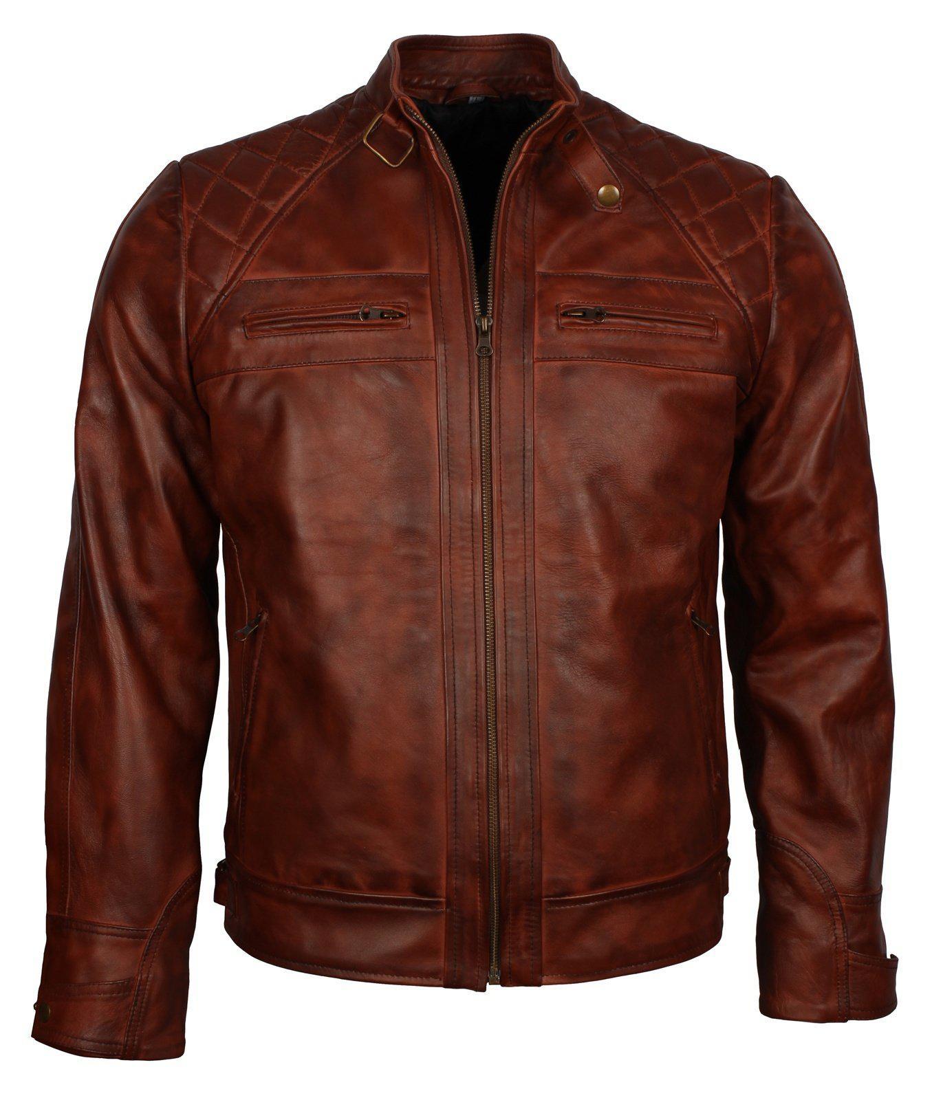 Cafe Racer Men's Brown Distressed Leather Jacket