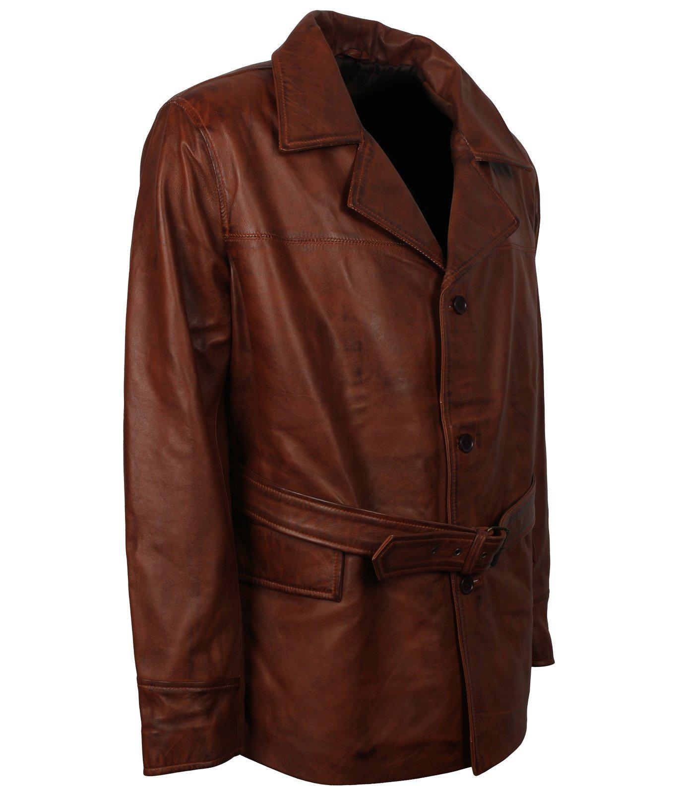Mens Leather Trench Coat for Winter